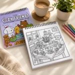 كتاب تلوين كوزي فريندز Cozy Friends عدد 50 صفحة بسلك علوي وورقة حماية كوشيه – رسومات كيوت - الصورة 5