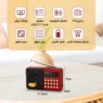 راديو ديجيتال محمول 8 وظائف يدعم الفلاش ميموري وبطاقة الذاكرة USB/TF وFM بشاشة LED وبطارية قابلة للشحن – مقاس 11.5×7×2 سم - الصورة 8