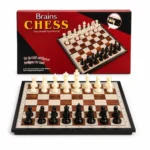 لعبة شطرنج Brains مقاس 30×30 سم بقطع أبيض وأسود للأطفال والكبار - الصورة 4