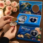 ⁦هدية اللؤلؤة المفاجأة Love Pearl أزرق بتصميم البحر 18×10 سم – محارة حقيقية مع سلسلة وقلادة⁩ - الصورة ⁦4⁩