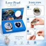 ⁦هدية اللؤلؤة المفاجأة Love Pearl أزرق بتصميم البحر 18×10 سم – محارة حقيقية مع سلسلة وقلادة⁩ - الصورة ⁦3⁩