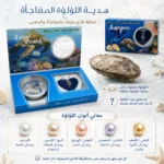 ⁦هدية اللؤلؤة المفاجأة Love Pearl أزرق بتصميم البحر 18×10 سم – محارة حقيقية مع سلسلة وقلادة⁩ - الصورة ⁦2⁩