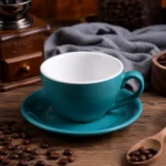 فنجان بورسلين زيتي مع طبق - الأبعاد 10*8*6 سم