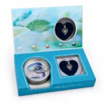 هدية اللؤلؤة المفاجأة Love Pearl تركواز بتصميم البحر 18×10 سم – محارة حقيقية مع سلسلة وقلادة - الصورة 2