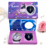 ⁦هدية اللؤلؤة المفاجأة Love Pearl موف 18×10 سم بتصميم رومانسي – محارة حقيقية مع قلادة وسلسلة⁩ - الصورة ⁦7⁩