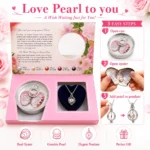 ⁦هدية اللؤلؤة المفاجأة Love Pearl موف فاتح بتصميم فراشة وزهور 18×10 سم – سلسلة وقلادة⁩ - الصورة ⁦3⁩