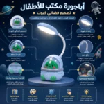 أباجورة مكتب أطفال بتصميم فضائي كيوت – إضاءة LED وذراع مرن للمذاكرة والقراءة - الصورة 3