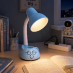 أباجورة مكتب بيبي بلو كيوت 40 وات برقبة مرنة ومنظم أقلام مدمج للمذاكرة والقراءة - الصورة 4