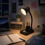 ⁦أباجورة مكتب متعددة الوظائف أسود بمنظم أقلام ورقبة مرنة 40 وات للمذاكرة والعمل⁩ - الصورة ⁦5⁩