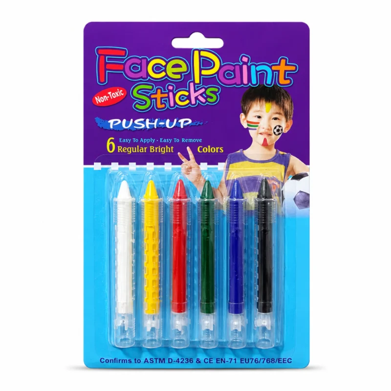 ألوان رسم على الوجه للأطفال 6 ألوان Face Paint Sticks Push-Up سهلة الاستخدام والإزالة أساس مائي Non-Toxic