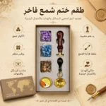 ⁦طقم ختم شمع فاخر 3 ألوان مع يد ختم خشبية وملعقة إذابة – بوكس هدايا للرسائل والدعوات والأعمال اليدوية⁩ - الصورة ⁦2⁩