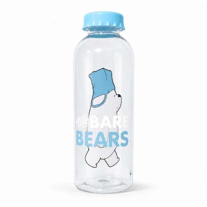 زجاجة مياه شفافة 700 مل بتصميم We Bare Bears وغطاء بيبي بلو للاستخدام اليومي