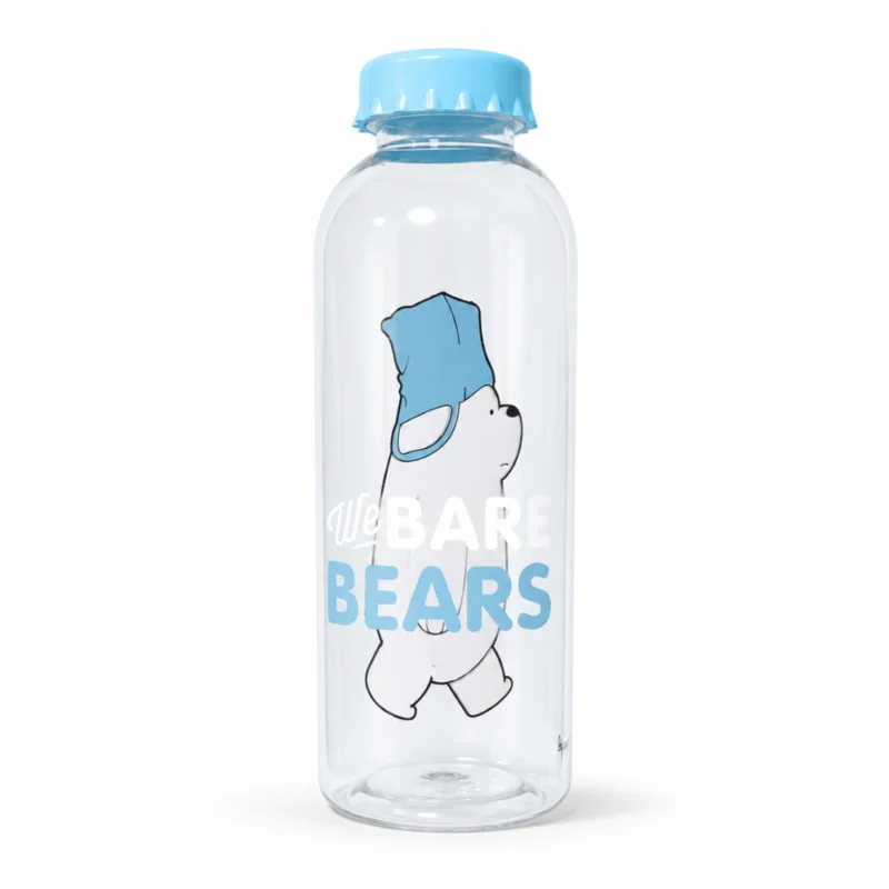 زجاجة مياه شفافة 700 مل بتصميم We Bare Bears وغطاء بيبي بلو للاستخدام اليومي
