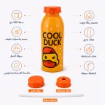 زجاجة مياه أطفال 500 مل بتصميم COOL DUCK برتقالي مع غطاء للشفاطة وشفاطة مرفقة - الصورة 3