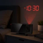 ساعة منبه رقمية ببروجكتور لعرض الوقت – شاشة مرآة وزر Snooze وتصميم مكتبي أنيق - الصورة 4