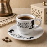 فنجان أم كلثوم أغدًا ألقاك 90 مل مع طبق تصميم كلاسيكي