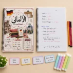 كشكول اللغة الألمانية مقاس A4 بسلك جانبي و100 ورقة مسطرة بغلاف جلوسي – تصميم تعليمي أنيق للطلاب - الصورة 3