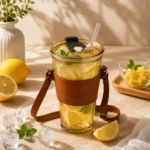 مج آيس كوفي 450 مل بغطاء وشفاطة وحزام