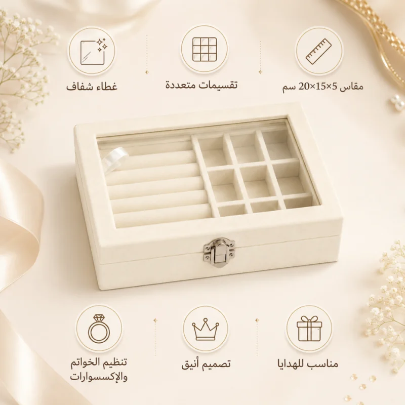 منظم إكسسوارات أوف وايت بغطاء شفاف 20×15×5