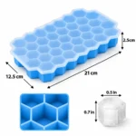 ⁦قالب ثلج سيليكون أزرق بغطاء – تصميم سداسي – مقاس 21 × 12.5 × 2.5 سم⁩ - الصورة ⁦6⁩