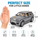 ⁦سيارة لعبة SUV رصاصي فاخرة بأبواب وشنطة قابلة للفتح – مقاس 15 × 6.5 × 5.5 سم⁩ - الصورة ⁦2⁩