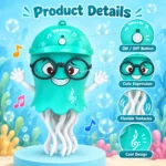 ⁦لعبة أخطبوط راقص للأطفال تركواز بالموسيقى والإضاءة – تعمل بـ 3 بطاريات AA⁩ - الصورة ⁦3⁩