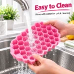 قالب ثلج سيليكون بينك بغطاء – تصميم سداسي – الأبعاد 21 × 12.5 × 2.5 سم - الصورة 6