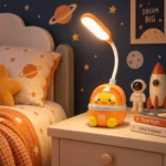 أباجورة مكتب أطفال فضائية أورانج LED برقبة مرنة – تصميم بطوط كيوت بطول 26 سم - الصورة 4