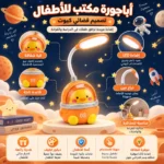 أباجورة مكتب أطفال فضائية أورانج LED برقبة مرنة – تصميم بطوط كيوت بطول 26 سم - الصورة 3