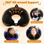 مسند رقبة للسفر أسود مدور سادة – 30 × 30 سم - الصورة 3