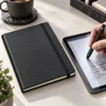 ⁦طقم نوت وقلم 2 في 1 أسود بعلبة هدايا – نوت 15 × 20 سم وقلم ستايلس 13 سم⁩ - الصورة ⁦5⁩