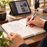 ⁦طقم نوت وقلم 2 في 1 أبيض بعلبة هدايا – نوت 15 × 20 سم وقلم ستايلس 13 سم⁩ - الصورة ⁦2⁩