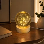 أباجورة كرة كريستال 3D بتصميمات فضائية