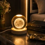 أباجورة كرة كريستال 3D بتصميمات فضائية متنوعة – إضاءة LED