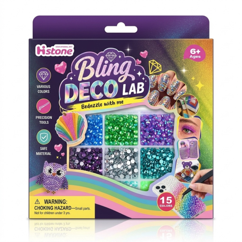 طقم تزيين بالكريستال والفصوص 15 لون Bling Deco Lab مع أدوات وغراء