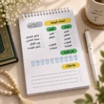 بلانر وذكر اليومي للعبادة A5 – مخطط إسلامي لمتابعة الصلاة