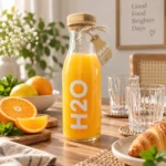 زجاجة مياه زجاج H2O سعة 1 لتر