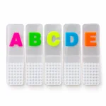 فواصل صفحات لاصقة شفافة بحروف إنجليزي ABCDE – 5 ألوان لتنظيم الكتب والمذاكرة 45 × 12 مم