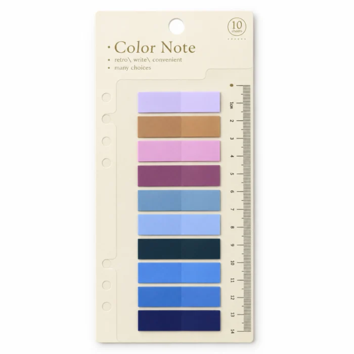 فواصل صفحات لاصقة Color Note عدد 10 ألوان باستيل وأزرق مع مسطرة جانبية لتنظيم الكتب والمذاكرة