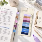 فواصل صفحات لاصقة Color Note عدد 10 ألوان باستيل وأزرق مع مسطرة