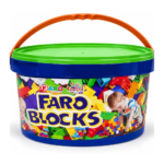 صندوق مكعبات بناء ملونة للأطفال FARO بيد حمل وغطاء للتخزين – لعبة تركيب وإبداع