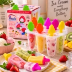 قالب آيس كريم 8 قطع بعصا ملونة وحامل منظم – BPA Free لتحضير الآيس بوب والعصائر المجمدة