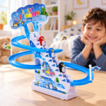 ⁦لعبة البطريق الكهربائي Jolly Penguin بسلم ومسار متحرك و3 بطاريق – +3 سنوات⁩ - الصورة ⁦3⁩