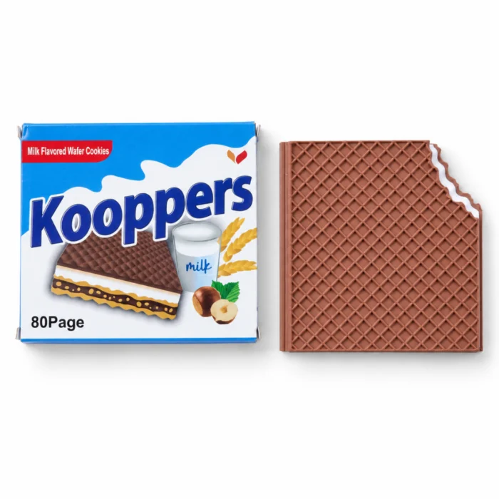 نوت بوك ويفر بالشوكولاتة Kooppers بتصميم بسكويت مقضوم – 80 صفحة سادة للملاحظات والهدايا