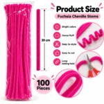 ⁦بايت كلينر مط فوشيا للأعمال اليدوية والأشغال الفنية DIY – عبوة 100 قطعة بطول 30 سم⁩ - الصورة ⁦5⁩