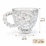 ⁦مج زجاج شفاف بابل 130 مل بمقبض خرز دائري – مقاس 7 × 5 سم بتصميم بارز أنيق⁩ - الصورة ⁦2⁩
