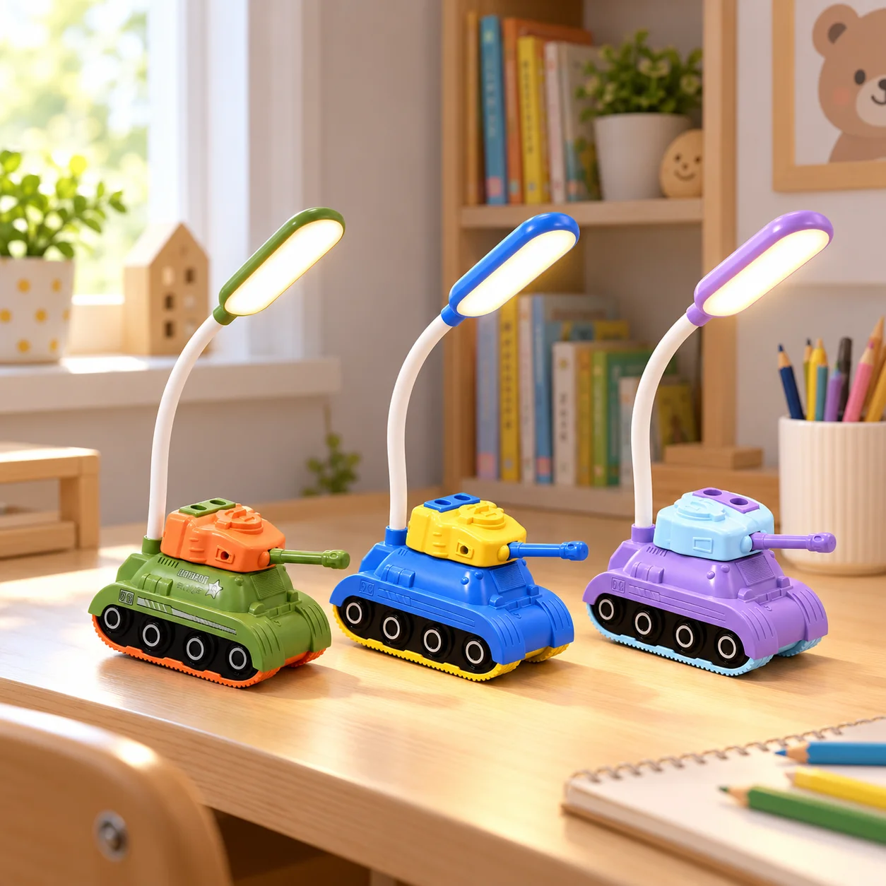 اباجوره أباجورة مكتب LED على شكل دبابة للأطفال
