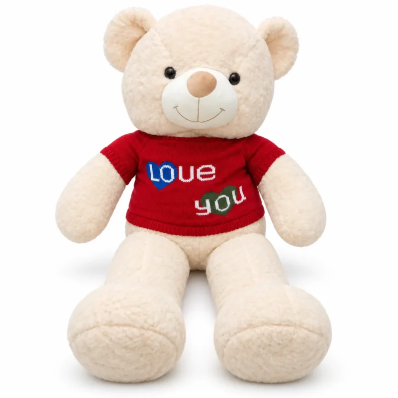 دبدوب جامبو بيج ببلوفر أحمر LOVE YOU – دبدوب قطيفة عملاق 100 سم للهدايا والمناسبات