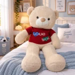 دبدوب جامبو بيج ببلوفر أحمر LOVE YOU – دبدوب قطيفة عملاق 100 سم للهدايا والمناسبات - الصورة 4