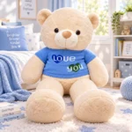 ⁦دبدوب جامبو بيج ببلوفر أزرق LOVE YOU – دبدوب قطيفة عملاق 100 سم للهدايا والمناسبات⁩ - الصورة ⁦3⁩